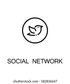 Social network icon. Single high quality outline symbol for web design or mobile app. Thin line sign for design logo. Black outline pictogram on white background