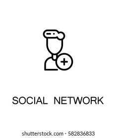 Social network icon. Single high quality outline symbol for web design or mobile app. Thin line sign for design logo. Black outline pictogram on white background