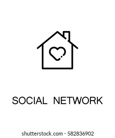 Social network icon. Single high quality outline symbol for web design or mobile app. Thin line sign for design logo. Black outline pictogram on white background