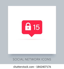 Icono de red social. Elemento de información sobre el diseño de la interfaz de usuario de UX. Símbolo de sitio web y aplicación móvil. Icono del vector de notificación.