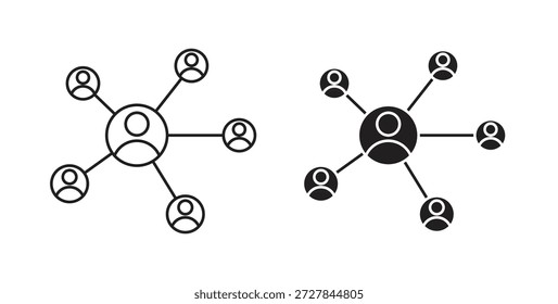Social network icon. Vector illustration, flat and stroke