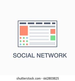 Social network icon, web site page template. Individual page concept. Development and digital marketing, vector illustration.