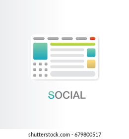 Social network icon, web site page template. Individual page concept. Development and digital marketing, vector illustration.