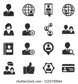 Social Network Icons. Black Scribble Design. Vector Illustration.