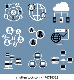 Social network icons, network and communication icons.