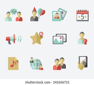 Social network icons, flat design
