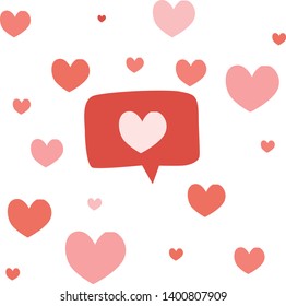 Social network icons. Like, comment vector background.