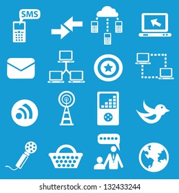 Social network icons on blue background,vector
