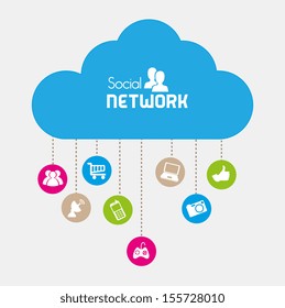 social network icons over beige background vector illustration  