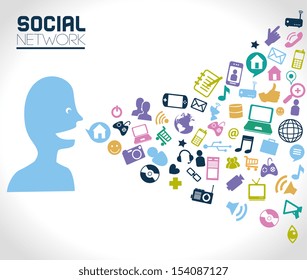 social network icons over gray background vector illustration 