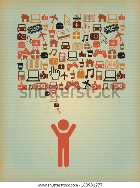 social network icons over vintage  background vector\
illustration 