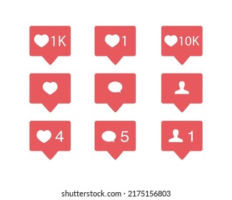 Paquete de iconos de redes sociales. Como, comentar, seguir, compartir el vector de ilustración.