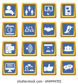 Social network icons set in blue color isolated vector illustration for web and any design