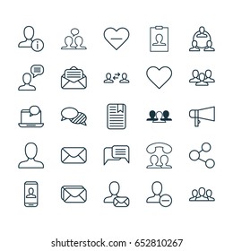 Social Network Icons Set. Collection Of Read Message, Remove User, Society And Other Elements. Also Includes Symbols Such As Bullhorn, Profile, Identity.