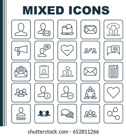 Social Network Icons Set. Collection Of Identity Card, Mailbox, Profile Data And Other Elements. Also Includes Symbols Such As Publish, Message, Person.