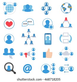 Social network icons set. communication collection. flat design