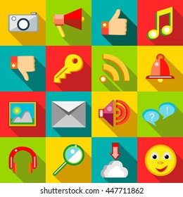 Social network icons set in flat style vector illustration