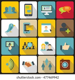 Social network icons set in flat style. Teamwork set collection vector illustration