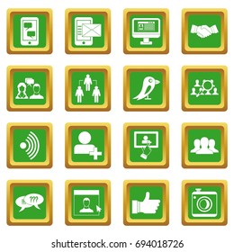 Social network icons set in green color isolated vector illustration for web and any design