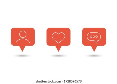 Social network icons set. Like, comment, follow icons. Social net concept