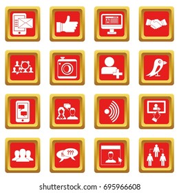 Social network icons set in red color isolated vector illustration for web and any design