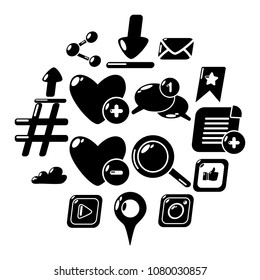 Social network icons set. Simple illustration of 16 social network vector icons for web