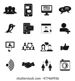Social network icons set in simple style. Teamwork set collection vector illustration