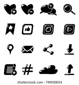 Social network icons set. Simple illustration of 16 social network vector icons for web