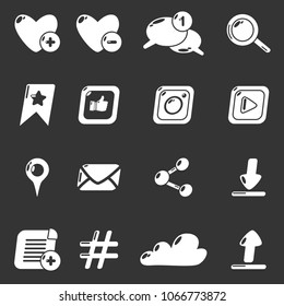 Social network icons set vector white isolated on grey background 