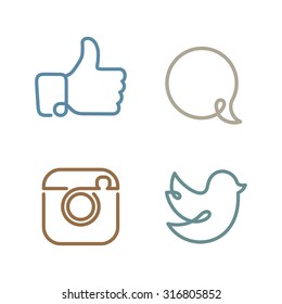 Social Network Icons And Stickers Vector Set