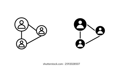 Social network icons. stroke line and black solid icons