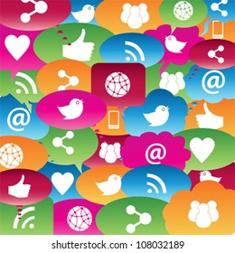 Social network icons in talk bubbles