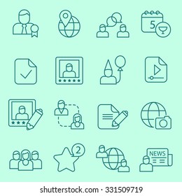 Social network icons, thin line design