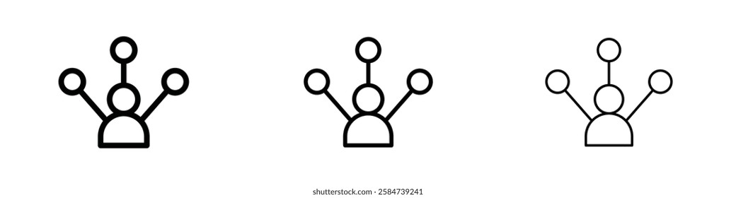 Social network icons in three different stroke lines