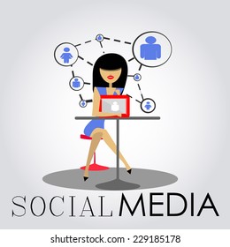 social network illustration over gradient color background