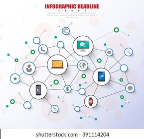 social network infograph with icons set. infographic vector. illustration. 