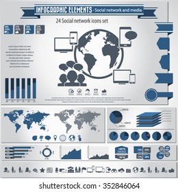 Social Network - infographic elements and icons set.