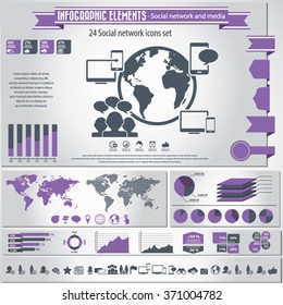 Social Network - infographic elements and icons set.