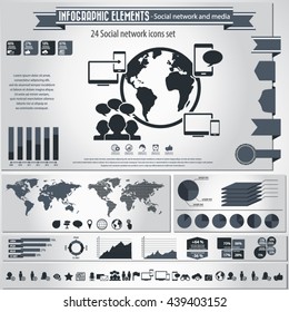 Social Network - infographic elements and icons set.