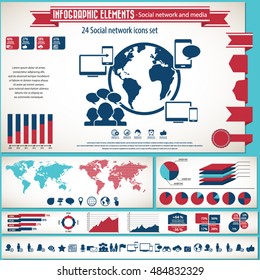 Social Network - infographic elements and icons set.