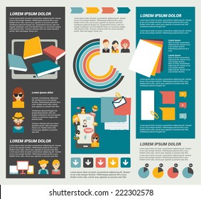 Social network infographic. Flat elements. Vector. 