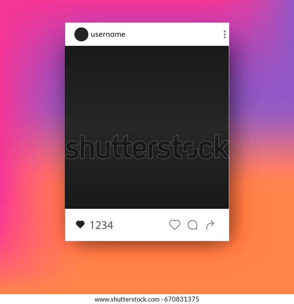 ソーシャルネットワークinstagram投稿写真フレームのモックアップベクタークォートテンプレート のベクター画像素材 ロイヤリティフリー