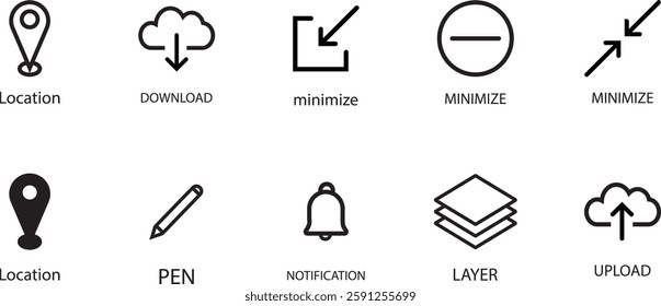 Social network interface design icons, icons social media theme such as audience,
