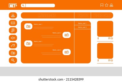Social Network Interface Design neue Design. Orangefarbene Farbe, Meldungsfeld. Dialogfenster.