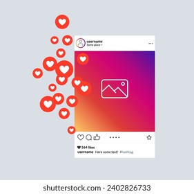 Social network interface mockup frame. Social media post photo concept ui background. Follow like comment design