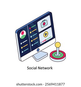 Social Network isometric Colored illustration. EPS File stock illustration
