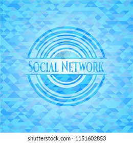 Social Network light blue mosaic emblem