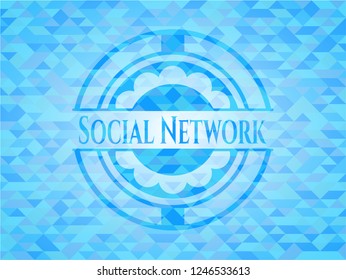 Social Network light blue mosaic emblem
