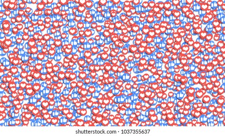 Social Network Like Icons Background Vector. Advertisement, Promotion, Social Marketing Like Concept. Illustration
