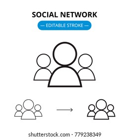 Social network line icon with editable stroke. Vector symbol